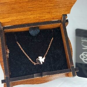 Four Leaf Clover Necklace Rose Gold St Patricks Lucky Charm 9in Floral Plant 925